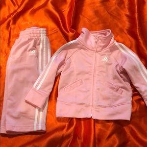 Adidas tracksuit is EUC blush powder pink
